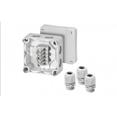 DN 2035 Коробка клеммная 5-полюсная 1.5-4 кв.мм 85х85х51 IP55/IP65 серая c мембранами