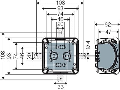 Ответвительная коробка Hensel DK0200G-чертеж с размерами 2